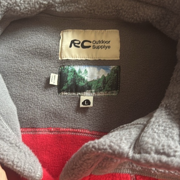 NWT RC Outdoor Supply Sherpa Fleece Collared Pullover in Red & Grey large - Picture 7 of 10